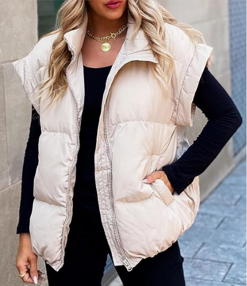 Gilet Sans Manches Femme Matelassé Col Droit – Rembourrage Léger | Layering Hiver