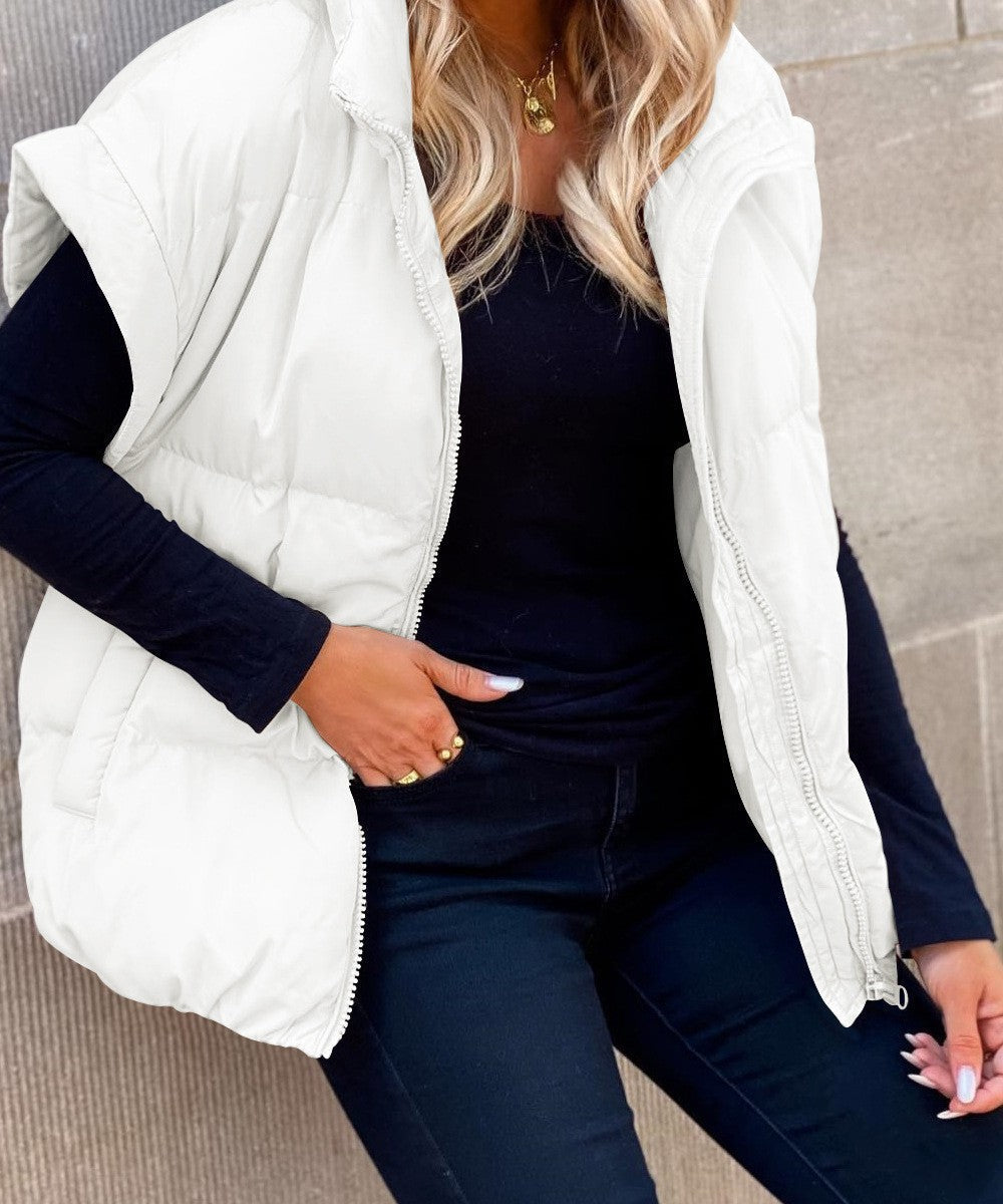 Gilet Sans Manches Femme Matelassé Col Droit – Rembourrage Léger | Layering Hiver