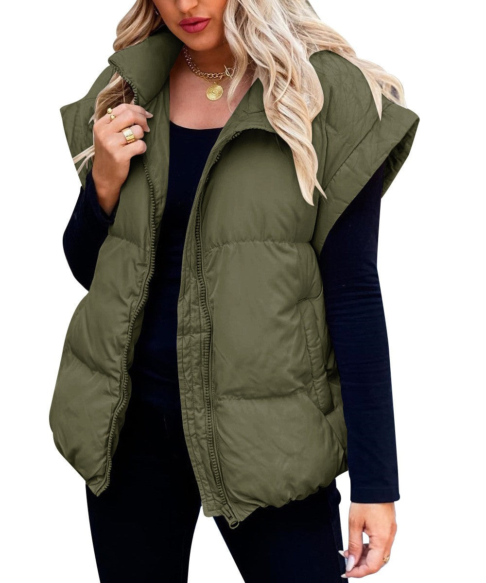 Gilet Sans Manches Femme Matelassé Col Droit – Rembourrage Léger | Layering Hiver