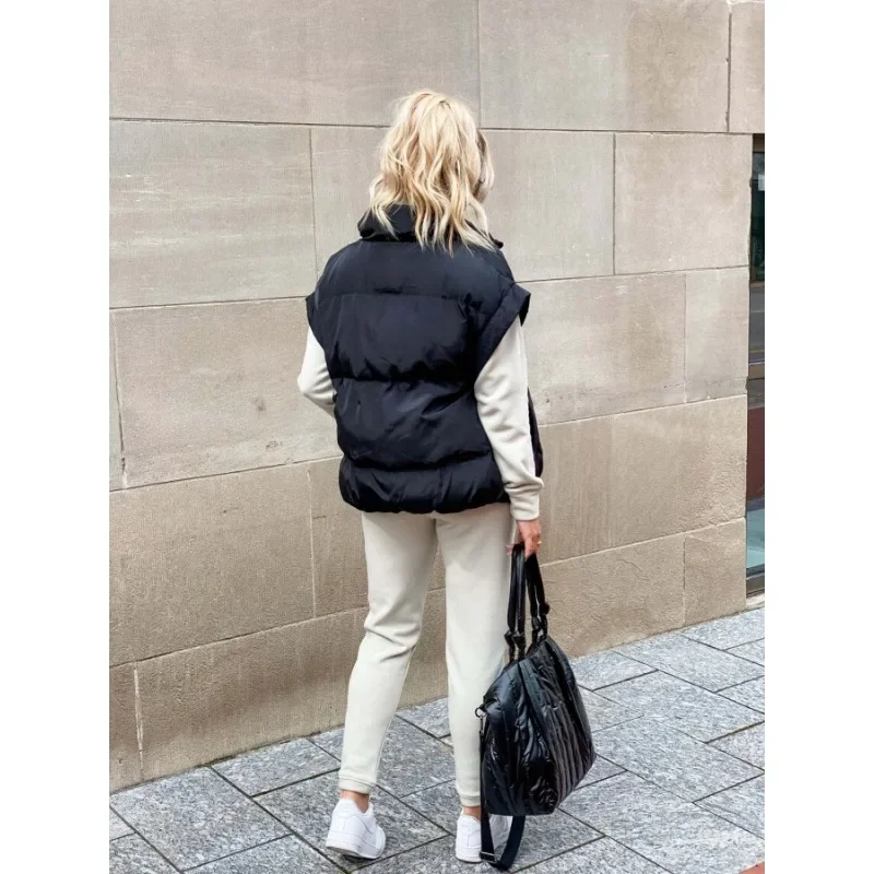 Gilet Sans Manches Femme Matelassé Col Droit – Rembourrage Léger | Layering Hiver