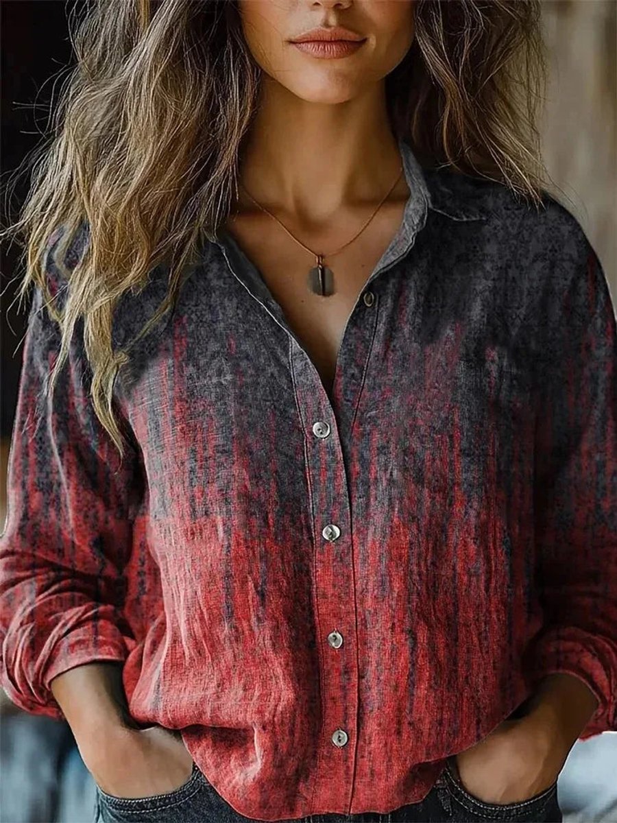 Blouse Femme Bohème Imprimé Floral Paisley – Col Revers Boutonnée | Style Estival Décontracté