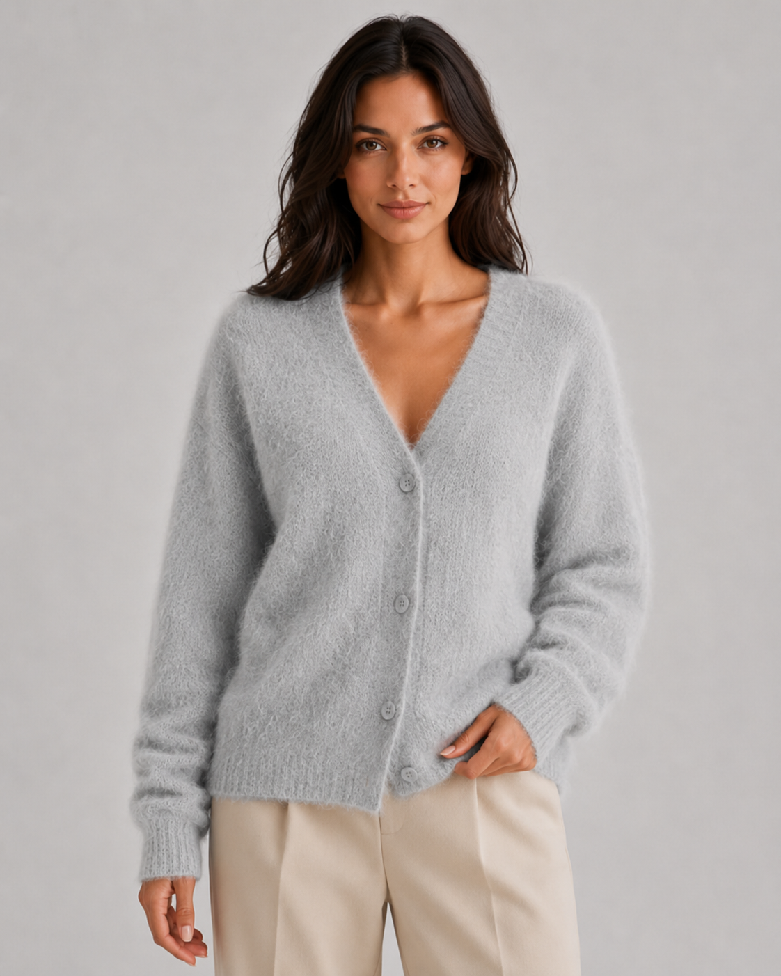 Gilet Cardigan Femme Moelleux Col V – Boutons Avant Maille Douce | Confort & Élégance