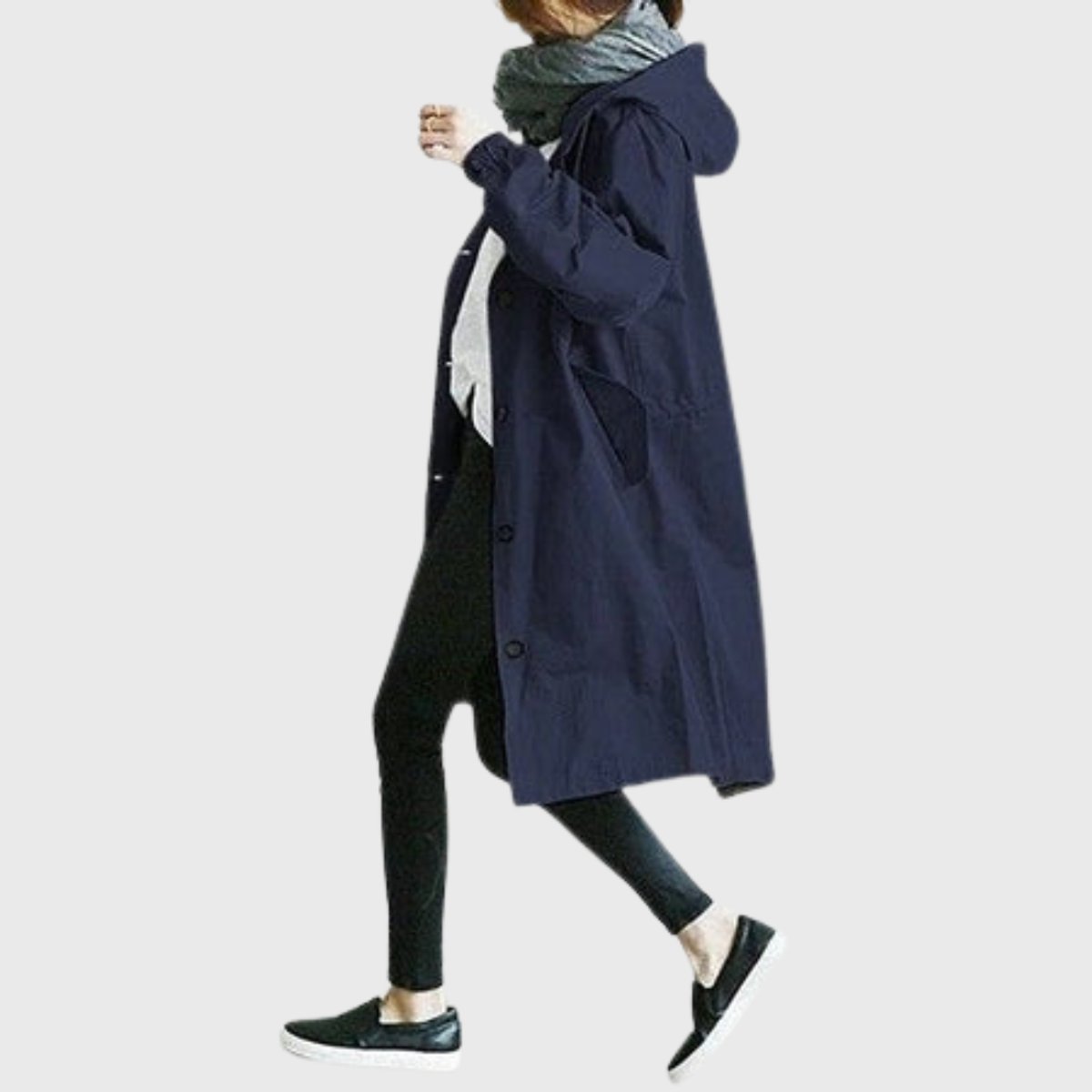 Manteau Femme Long Oversize À Capuche – Finition Déperlante Boutons | Style Chic & Confort