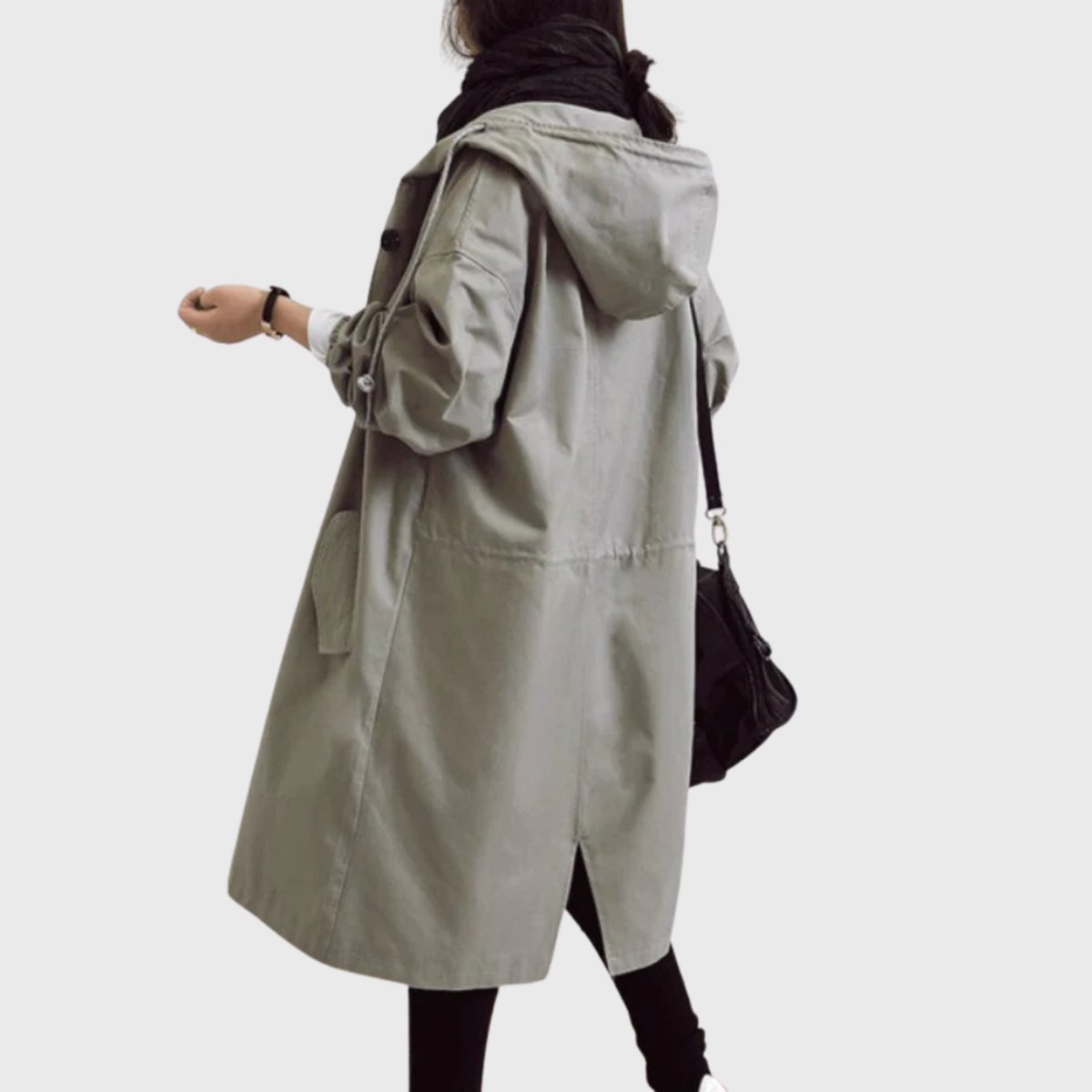Manteau Femme Long Oversize À Capuche – Finition Déperlante Boutons | Style Chic & Confort