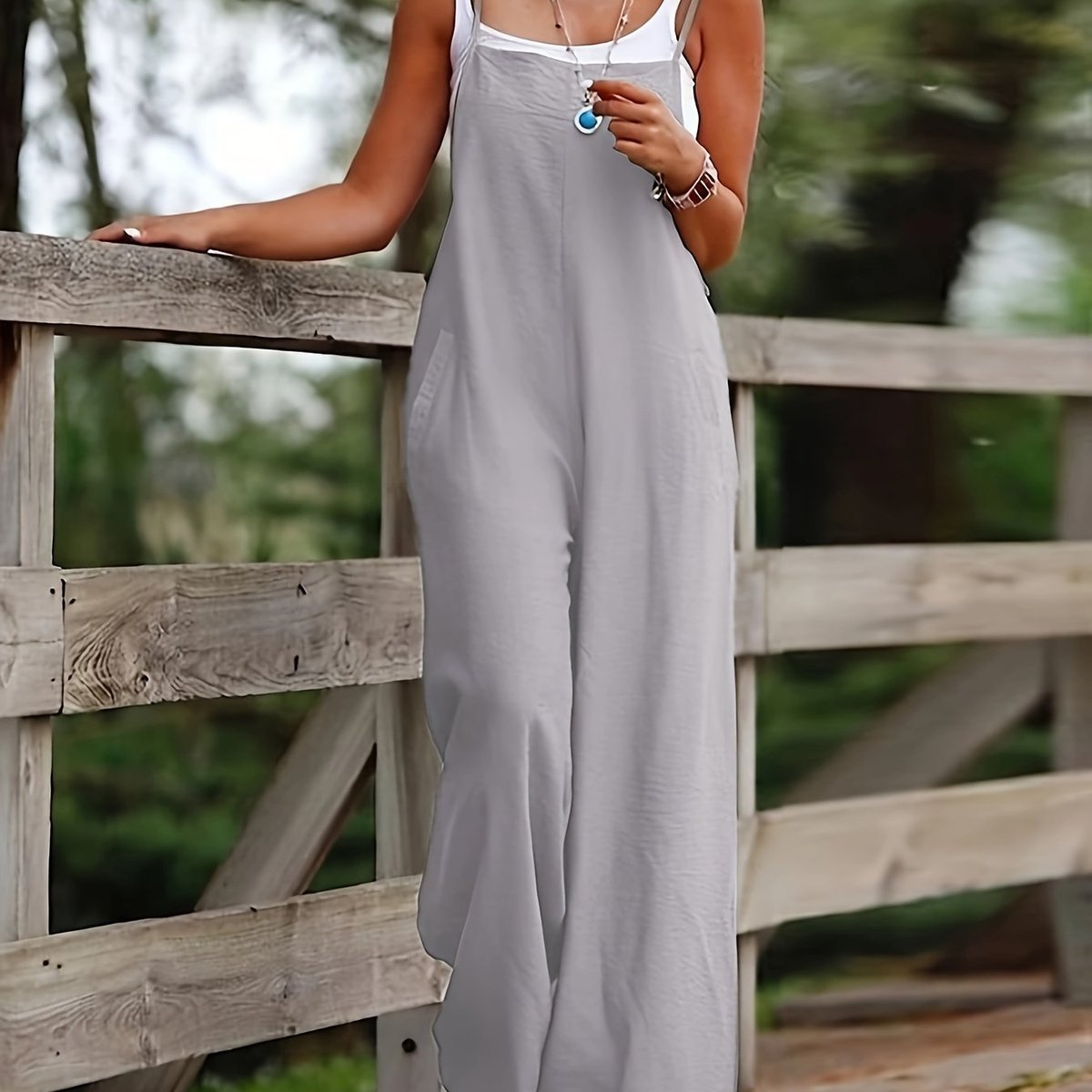 Combinaison Salopette Femme Lin – Bretelles Réglables Jambes Larges | Légèreté pour l'Été