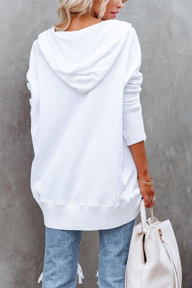 Sweat Femme Capuche Longline – Cordon Poche Kangourou | Style Casual Décontracté Automne