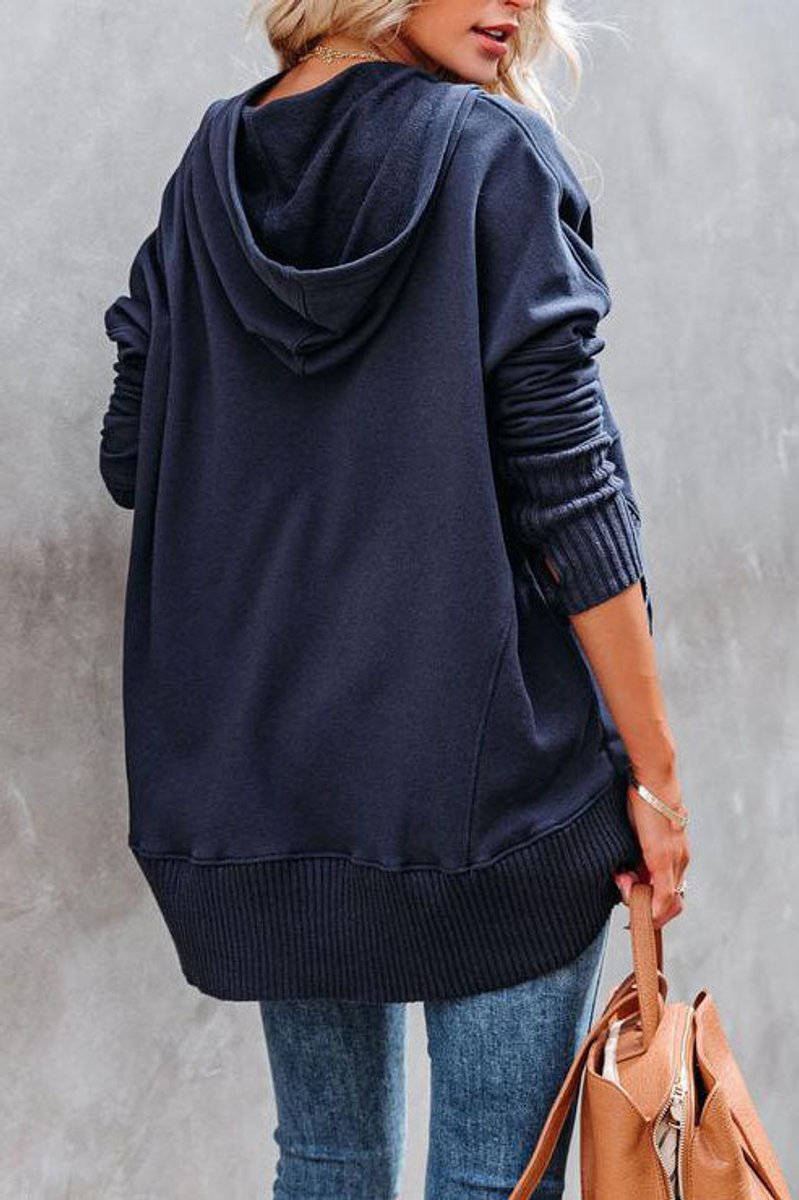 Sweat Femme Capuche Longline – Cordon Poche Kangourou | Style Casual Décontracté Automne