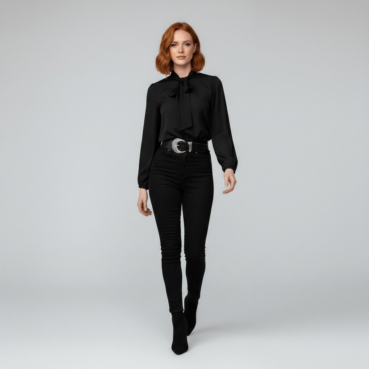 Blouse Femme Nœud Col – Manches Longues Poignets Froncés | Élégance Bureau & Soirée
