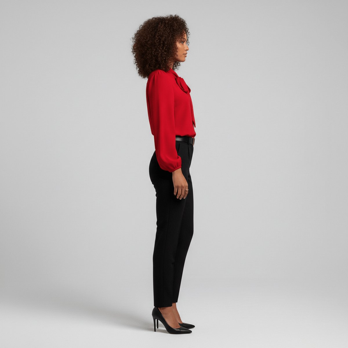 Blouse Femme Nœud Col – Manches Longues Poignets Froncés | Élégance Bureau & Soirée