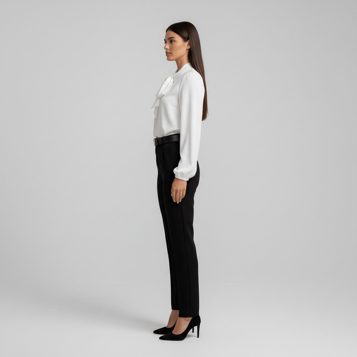 Blouse Femme Nœud Col – Manches Longues Poignets Froncés | Élégance Bureau & Soirée